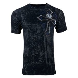 Xtreme Couture By Affliction Men's Hades Skull Cross T-Shirt – Long Sleeve, 100% Cotton, Sizes S To 4XL